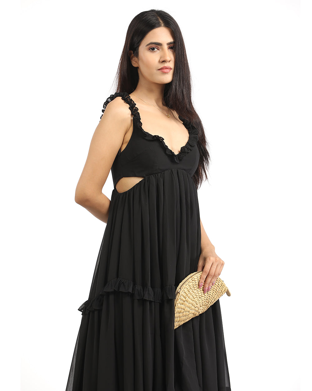 High-low ruffled maxi