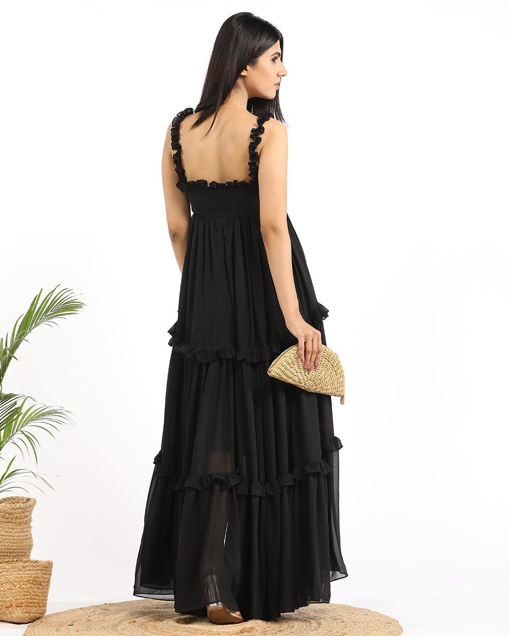 High-low ruffled maxi