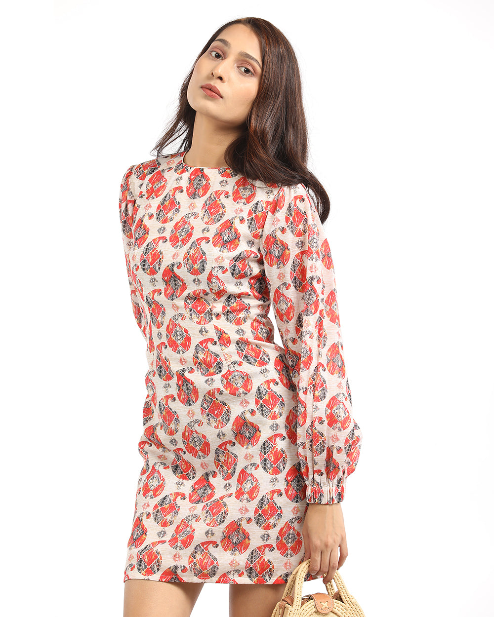 Paisley zero neck short dress