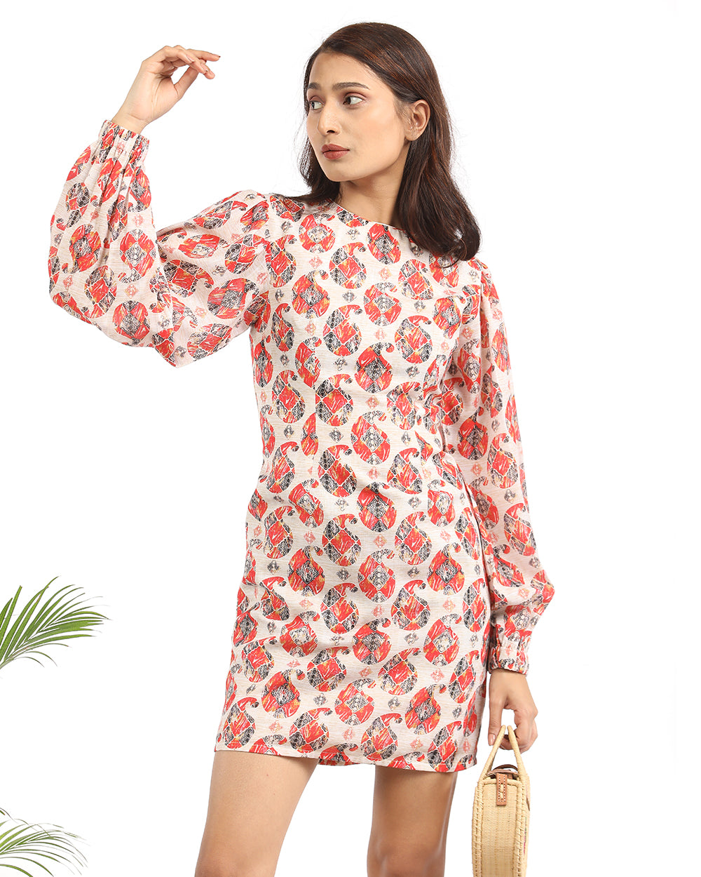 Paisley zero neck short dress