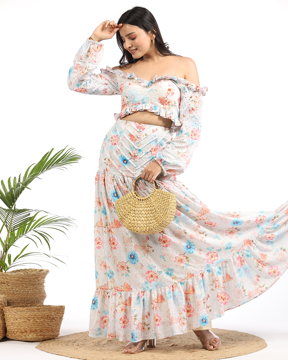 Hakoba off shoulder crop top