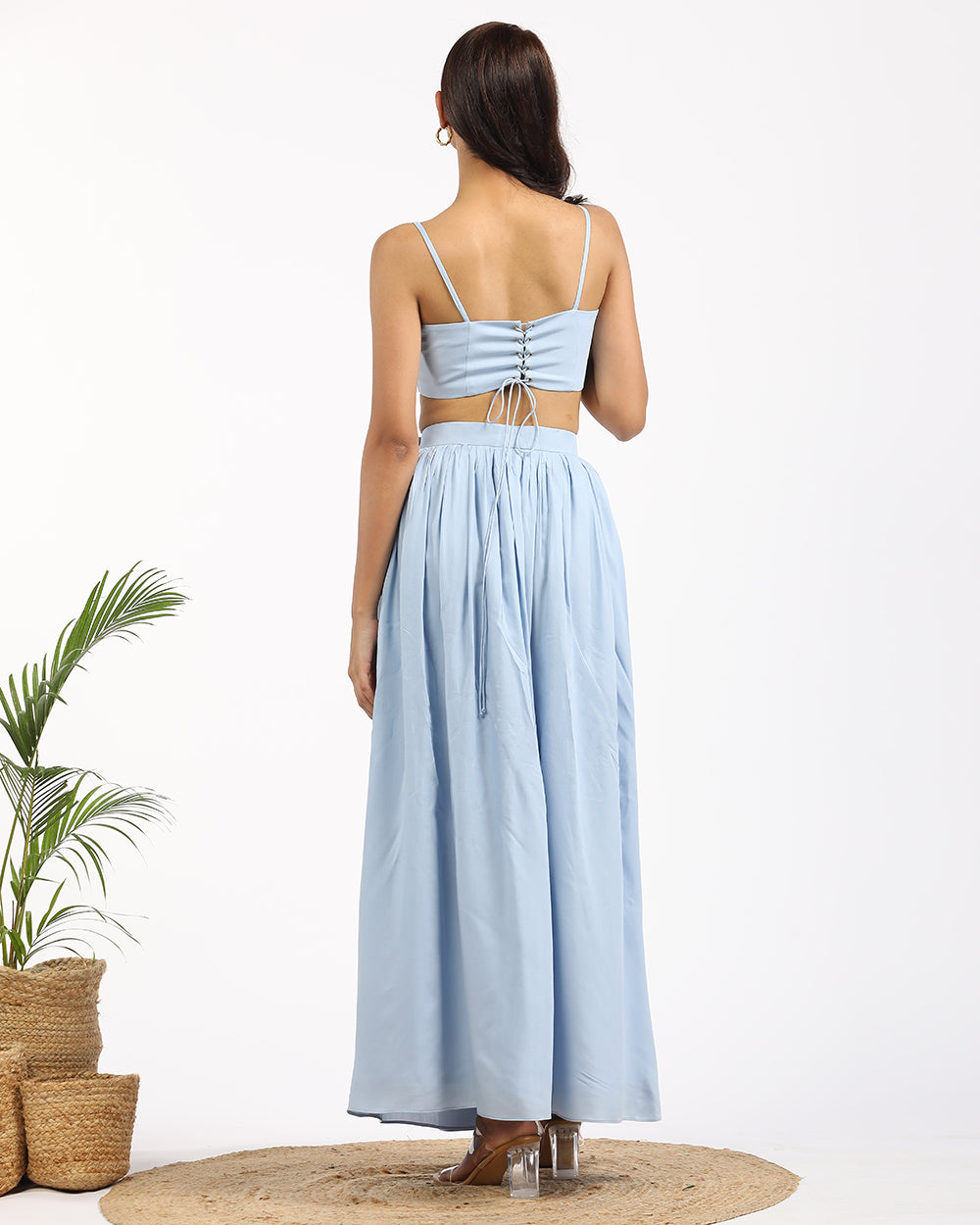 Solid blouse top and long skirt