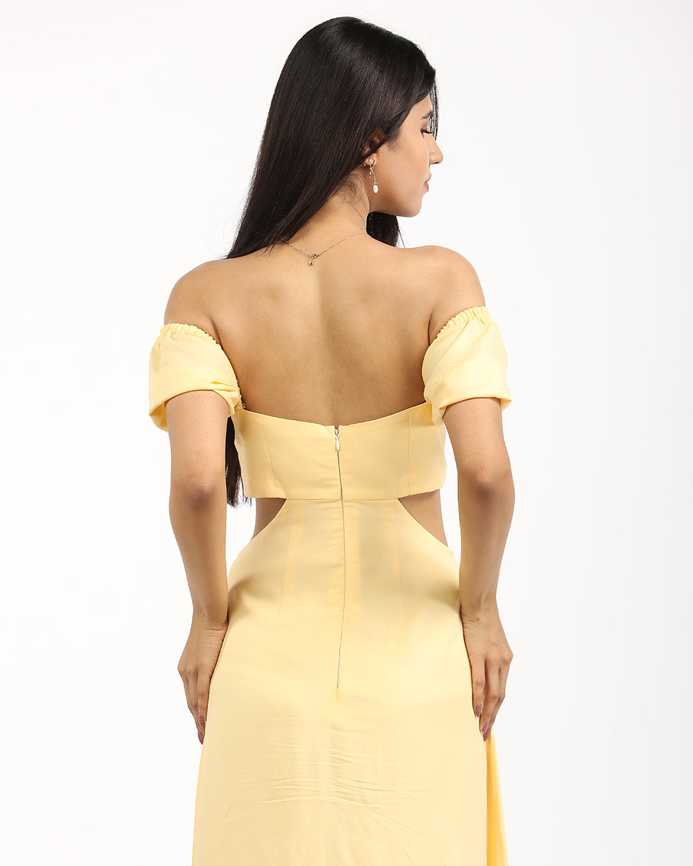 Solid puff sleeved maxi