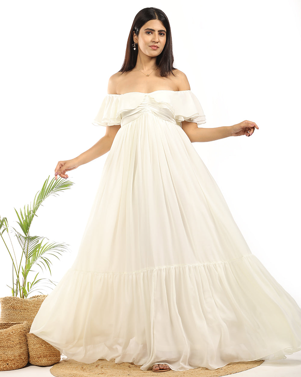 Butter ruffled maxi