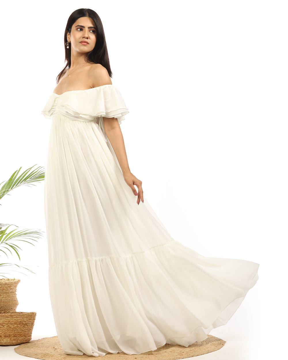 Butter ruffled maxi
