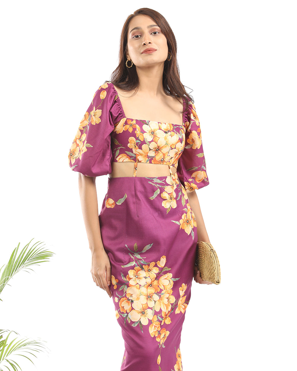 Partial floral pencil fit maxi