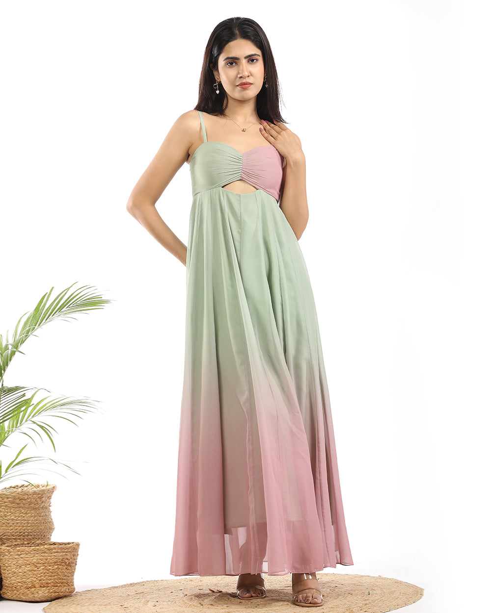 Double shade gathered maxi