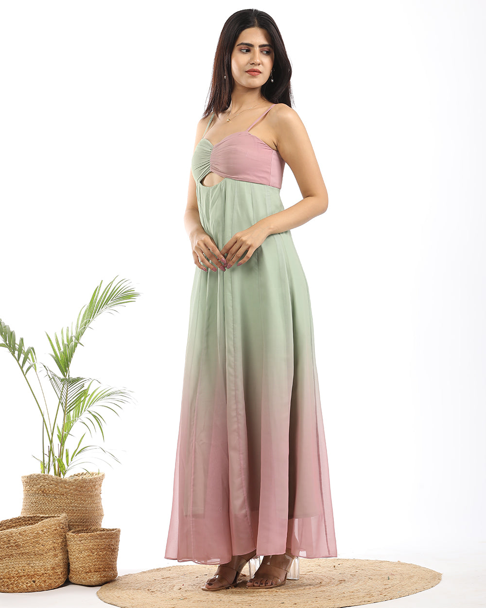 Double shade gathered maxi