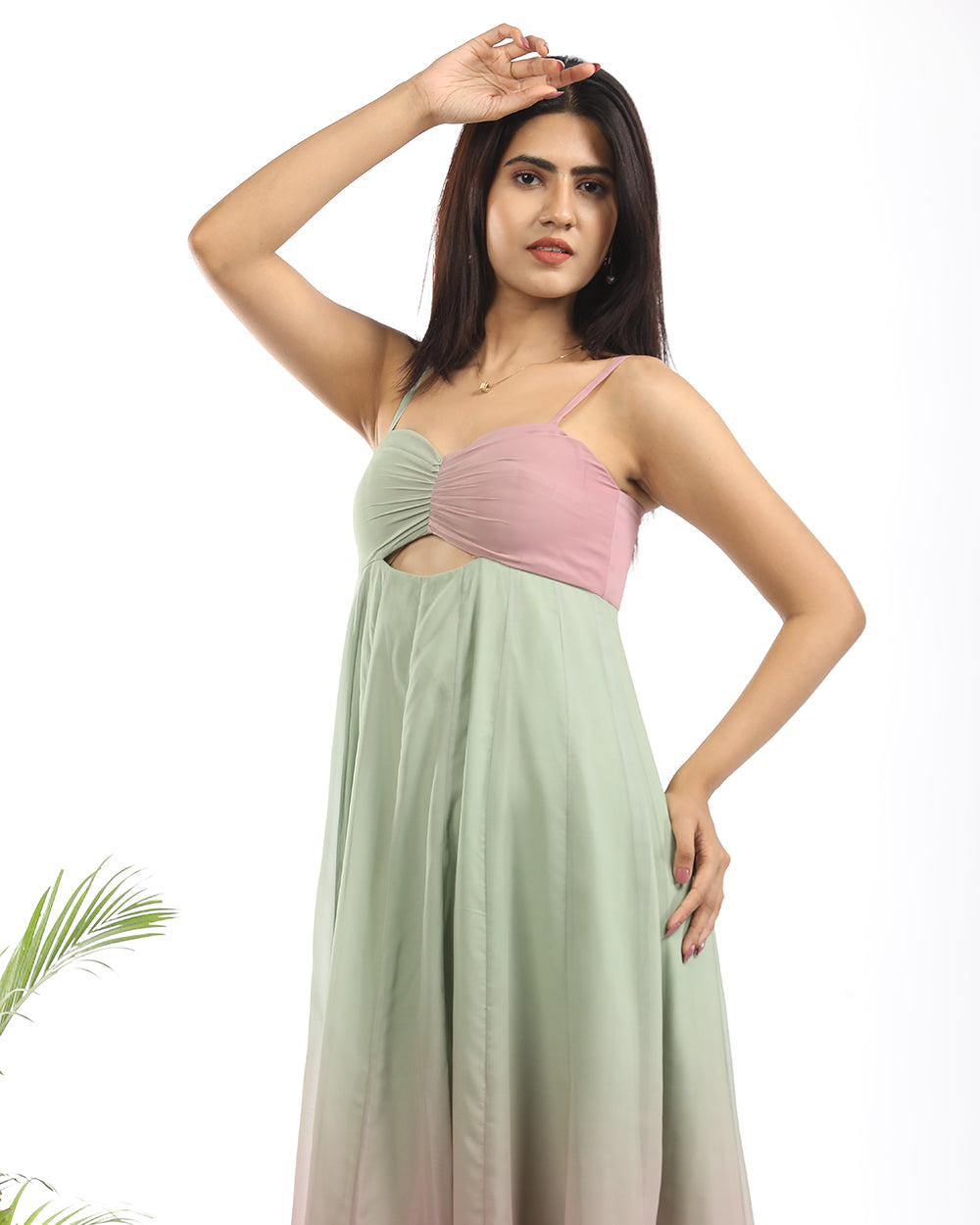 Double shade gathered maxi
