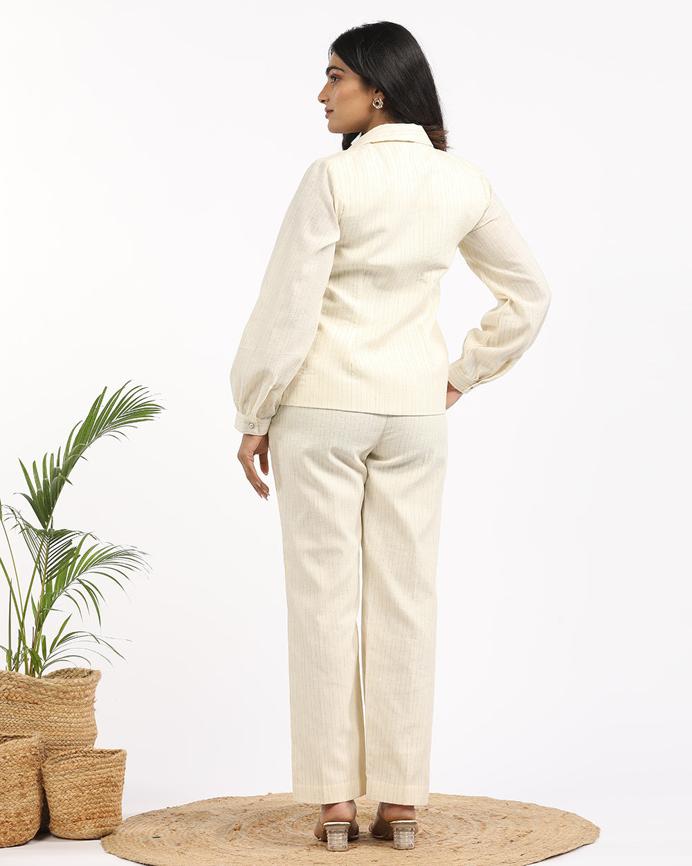 Pinstripe overlap blazer