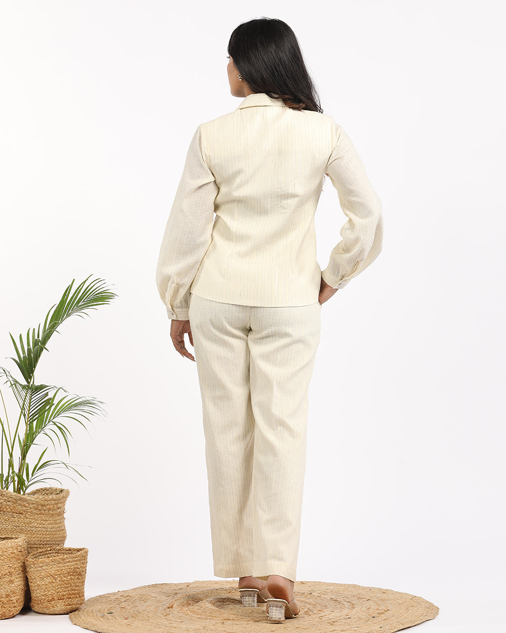 Pinstripe overlap blazer