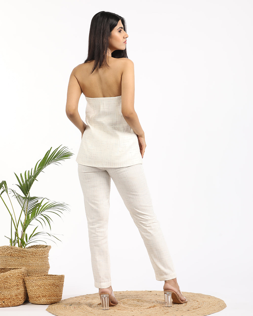 Tattersall off shoulder vest
