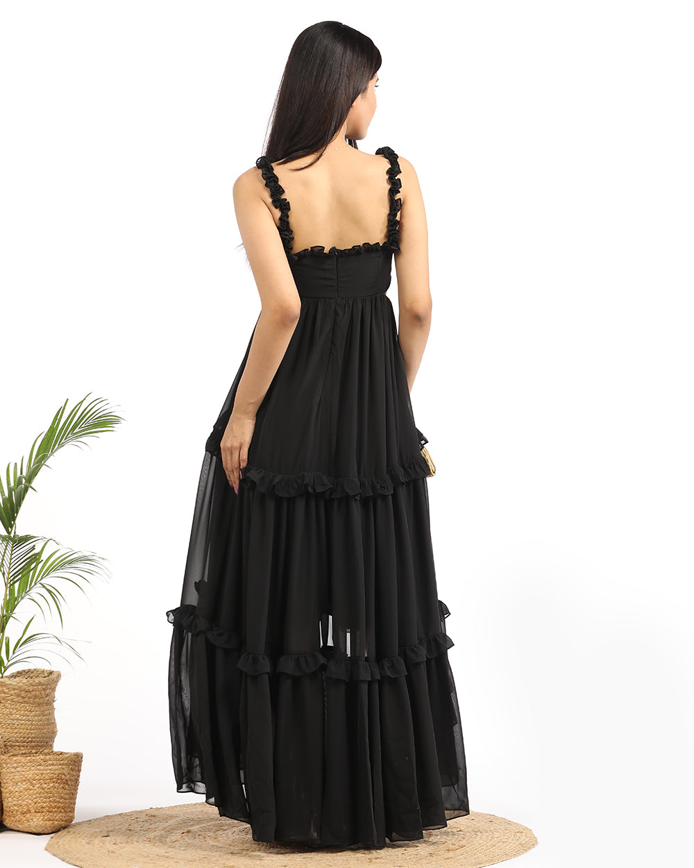 High-low ruffled maxi