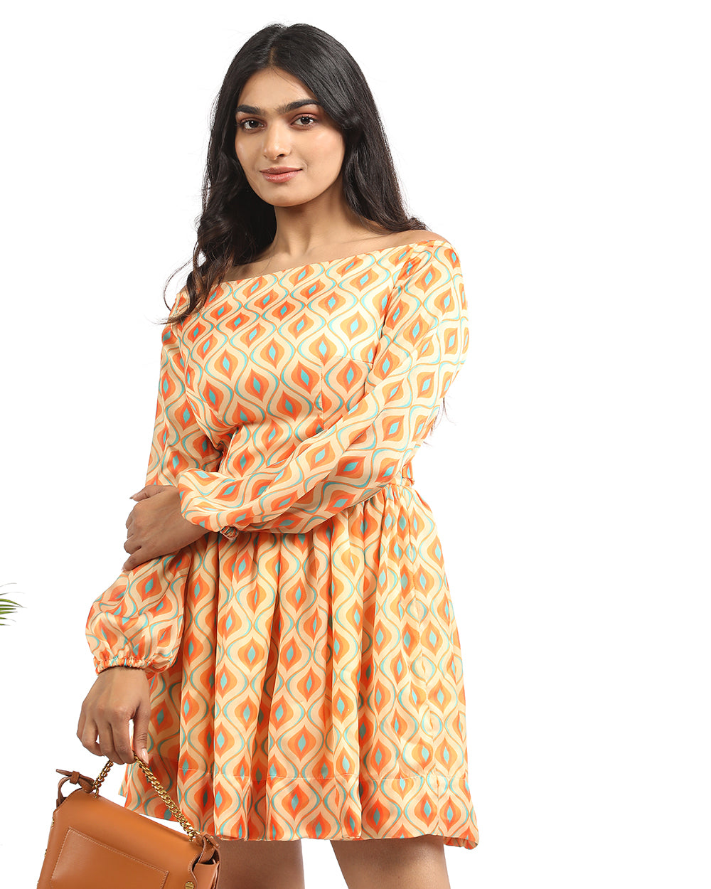 Ogee off shoulder short dress