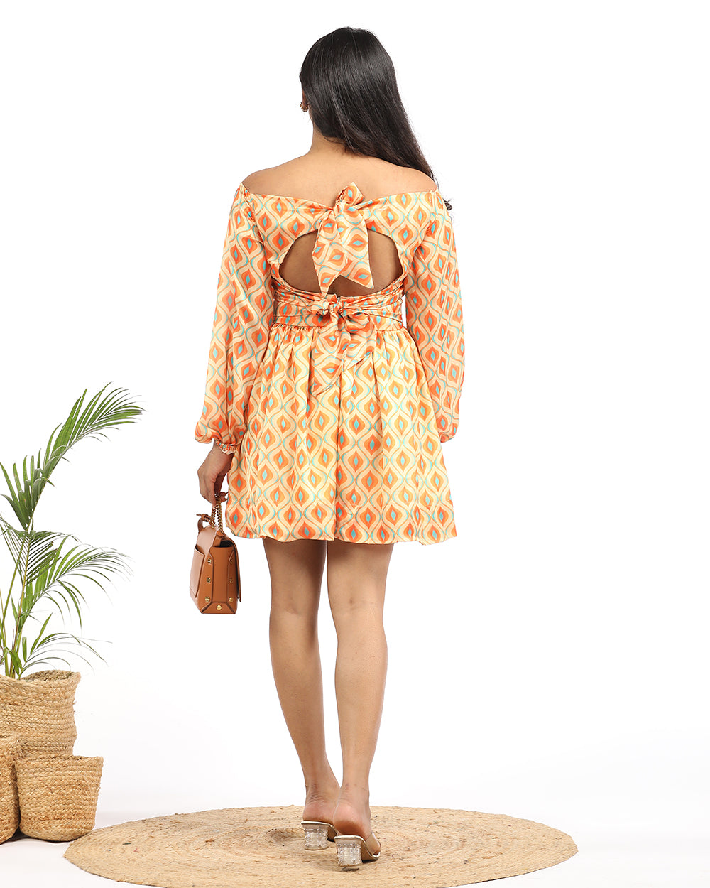 Ogee off shoulder short dress