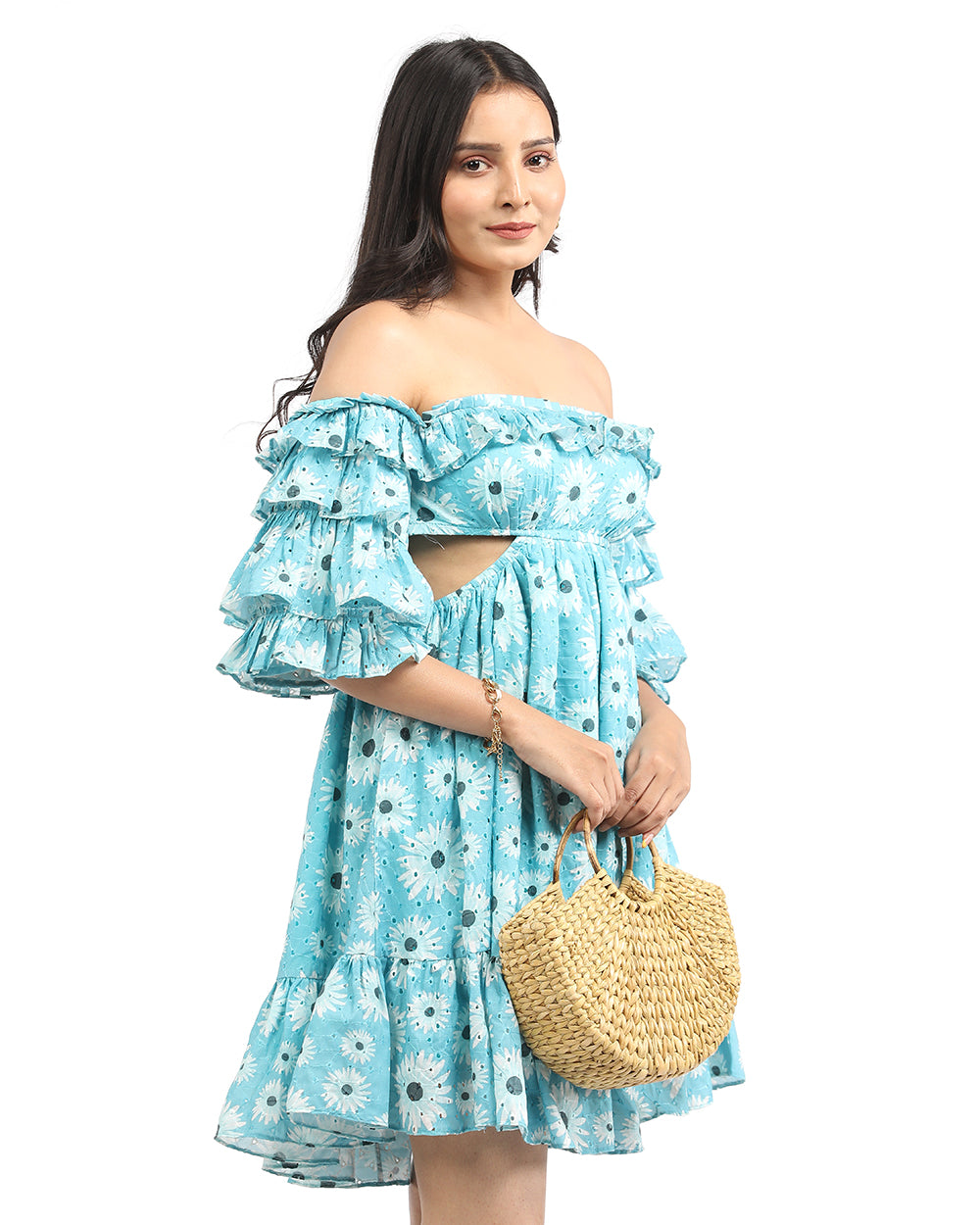 Hakoba ruffled short dress