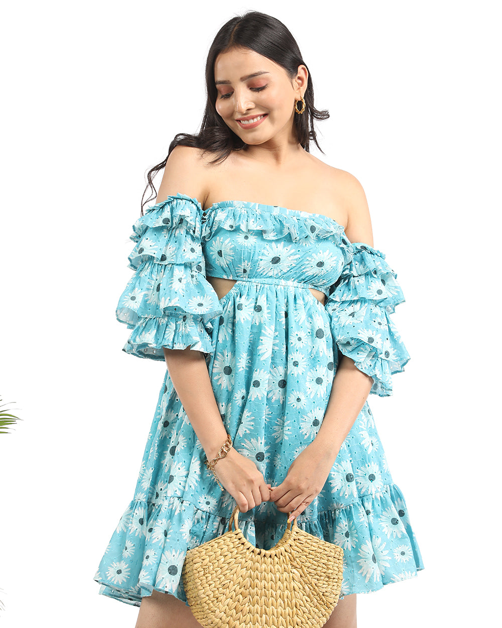Hakoba ruffled short dress