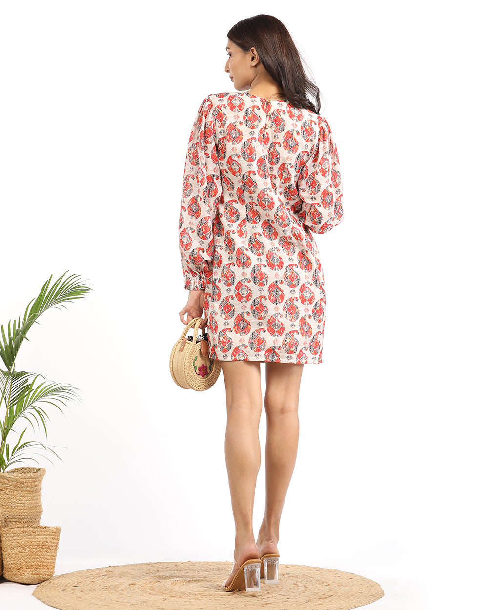 Paisley zero neck short dress