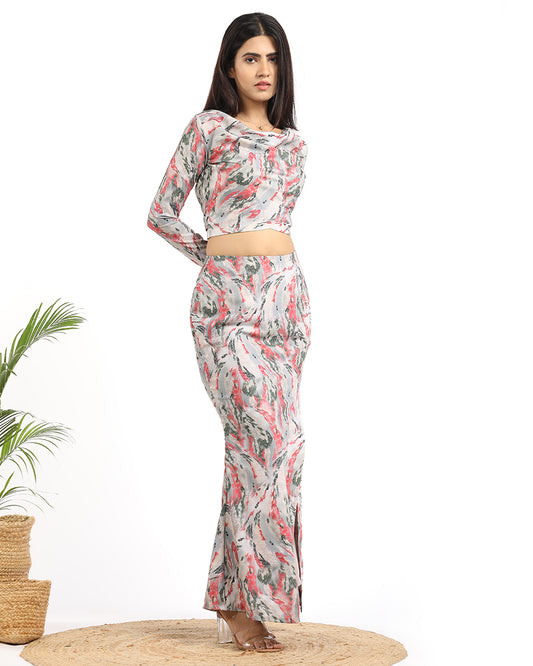 Camouflage pencil fit skirt