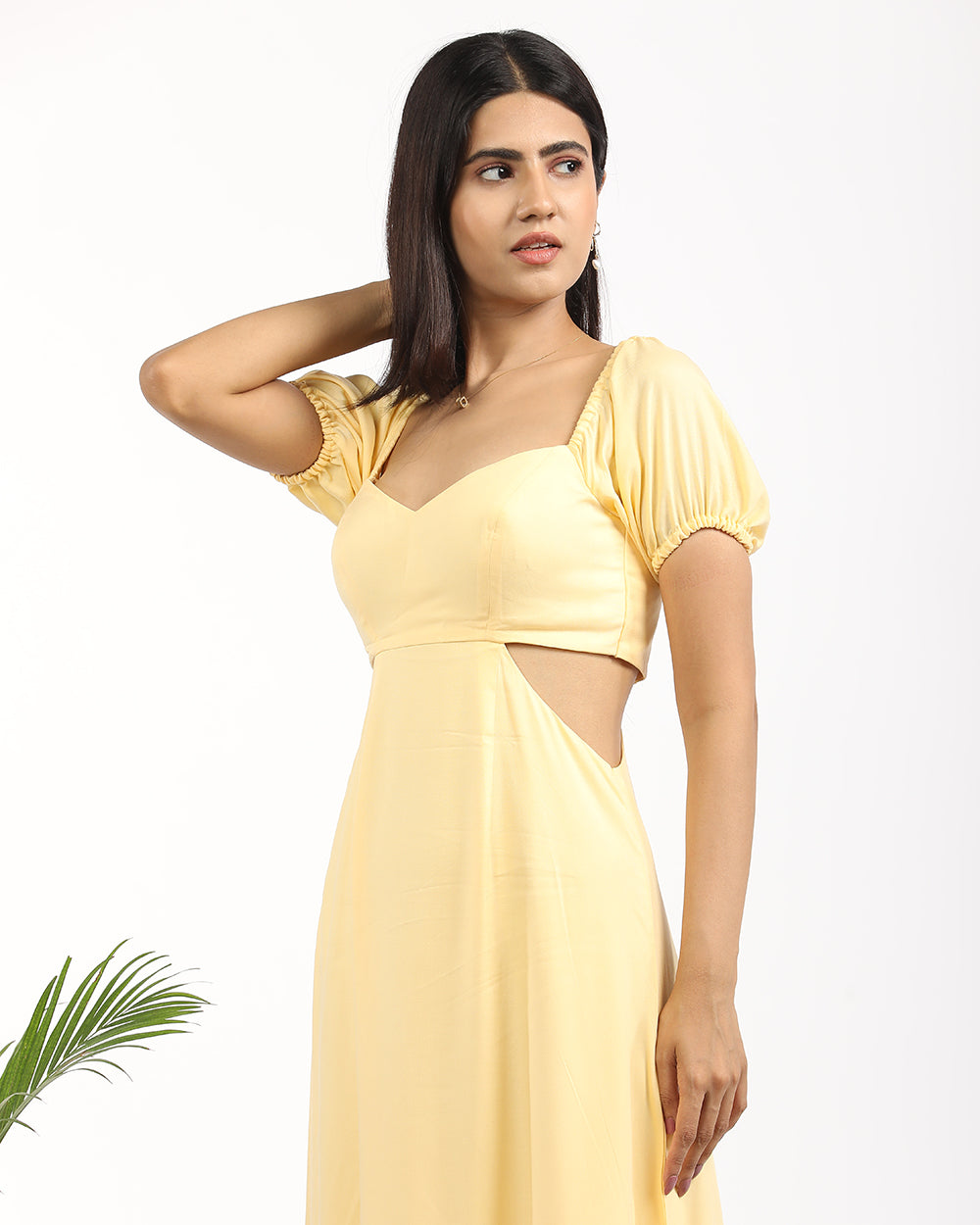 Solid puff sleeved maxi