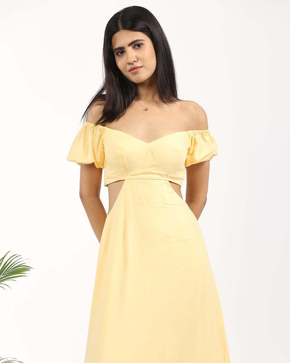 Solid puff sleeved maxi