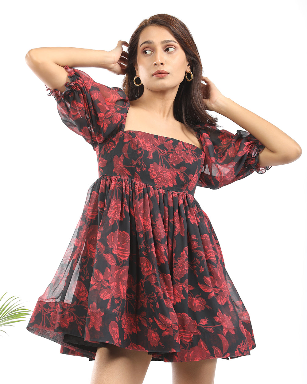 Bubbly red-black short dress