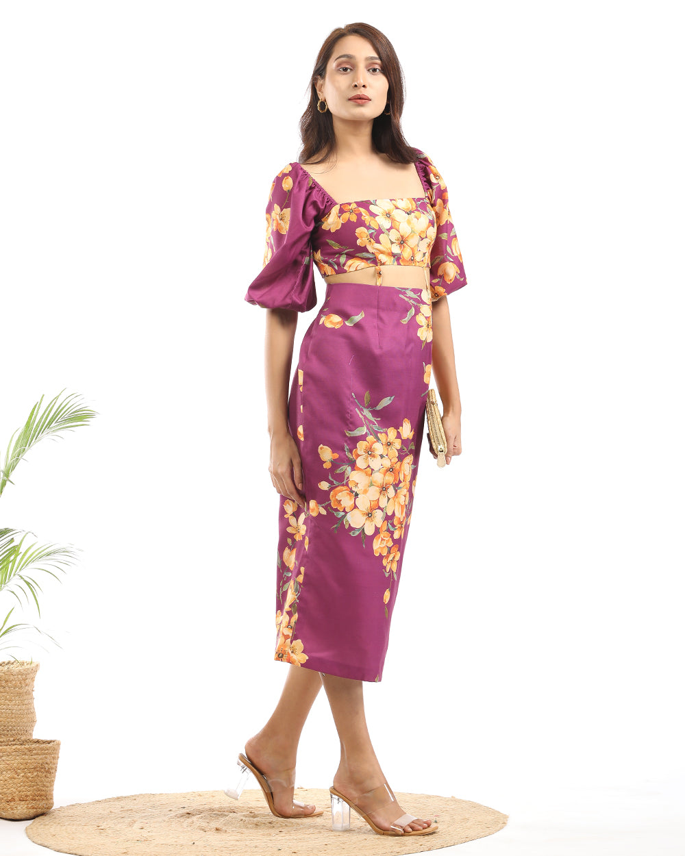 Partial floral pencil fit maxi
