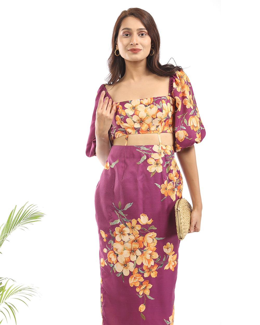 Partial floral pencil fit maxi