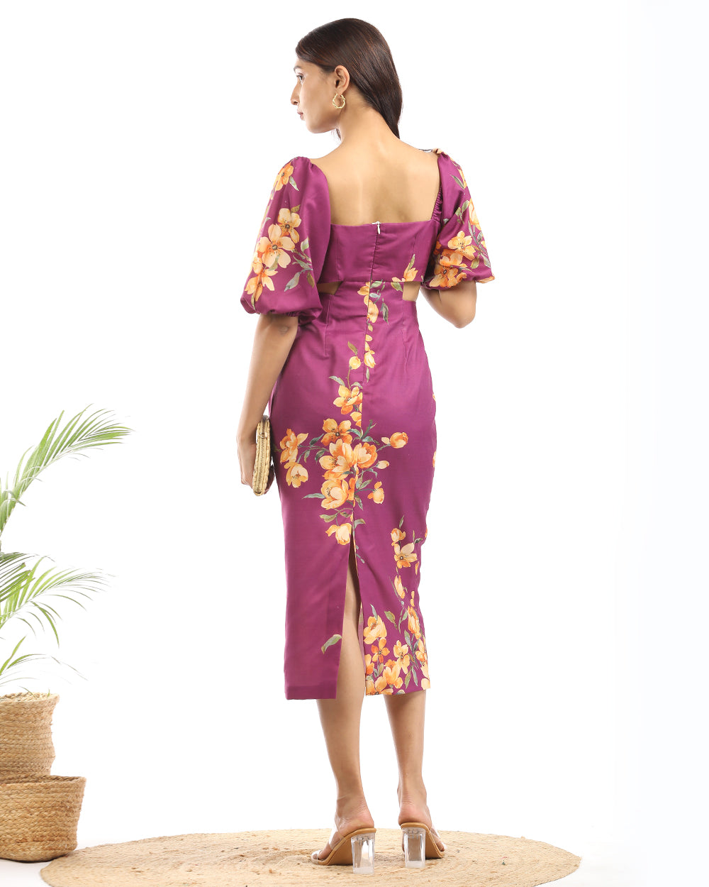 Partial floral pencil fit maxi