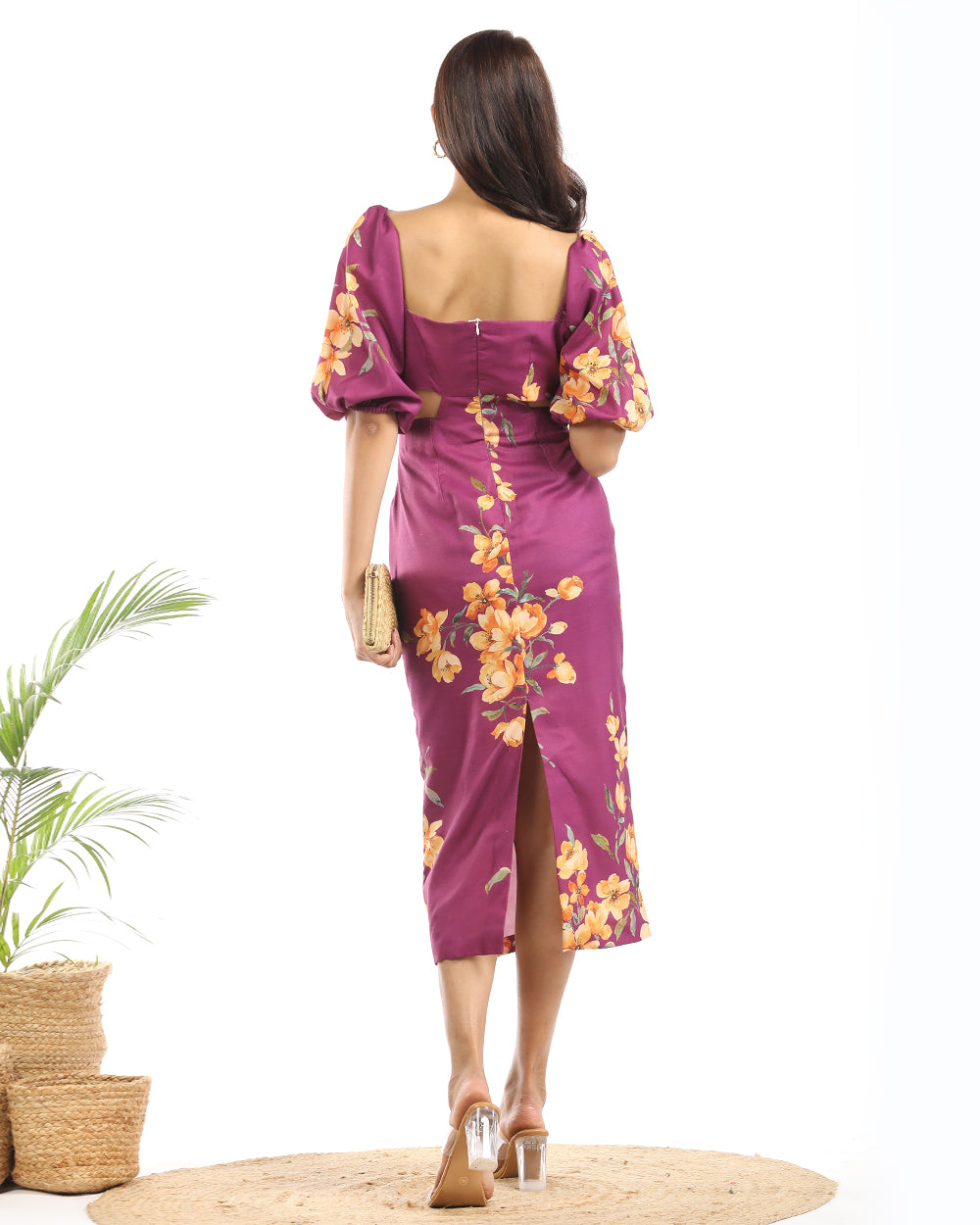 Partial floral pencil fit maxi