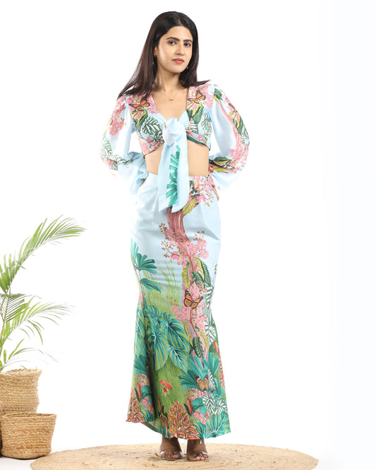 Greenwood jungle crop top and pencil fit skirt