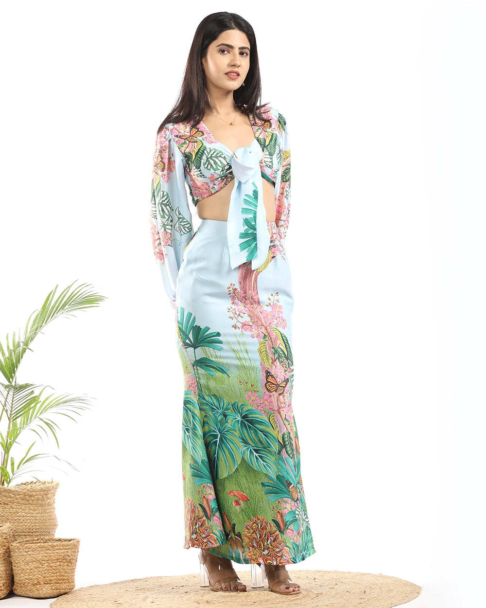 Greenwood jungle crop top and pencil fit skirt