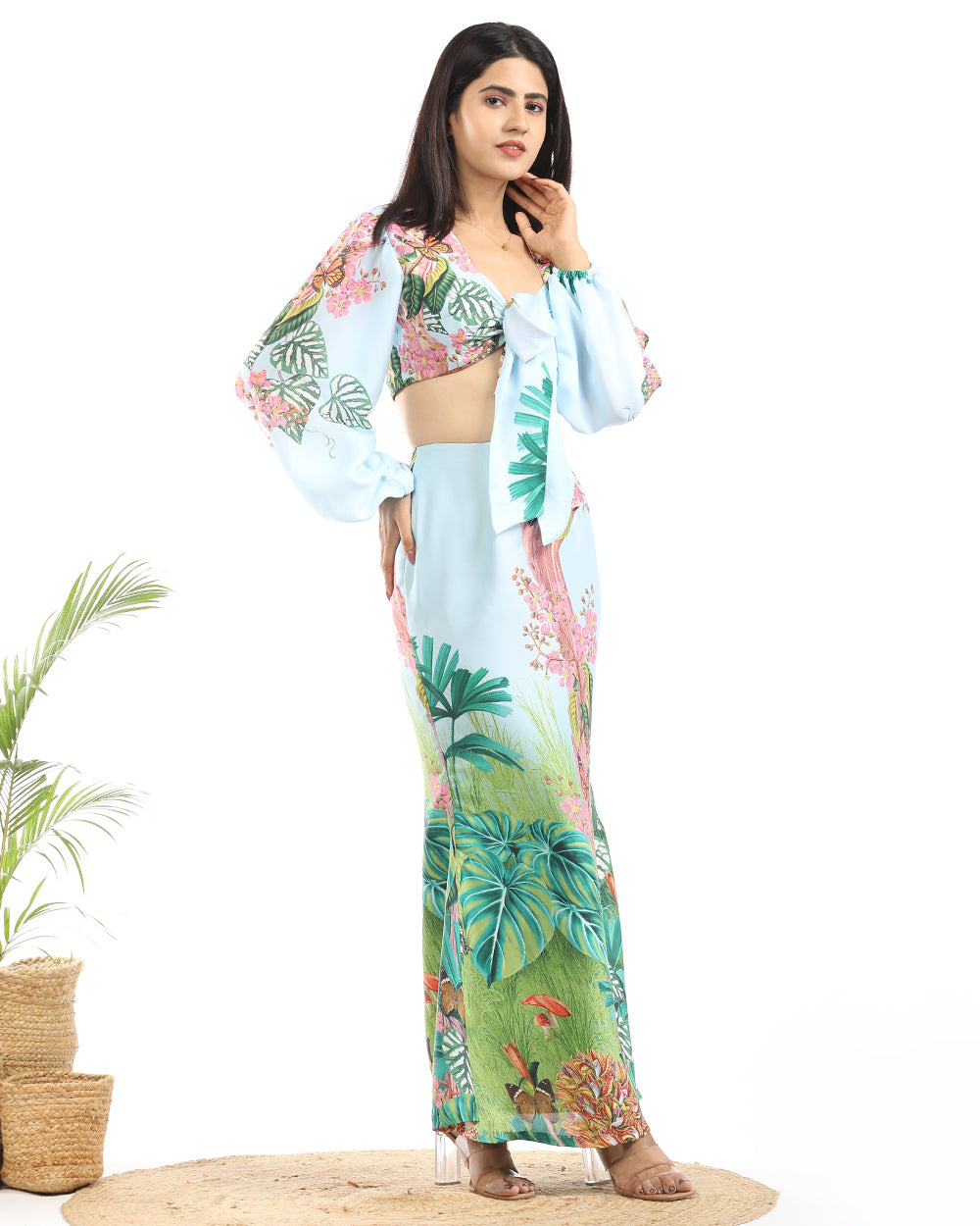 Greenwood jungle crop top and pencil fit skirt