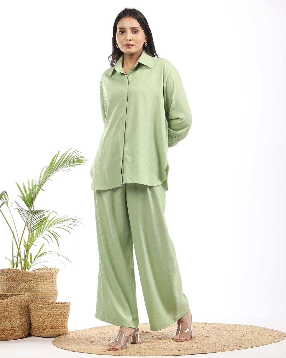 Linen green shirt