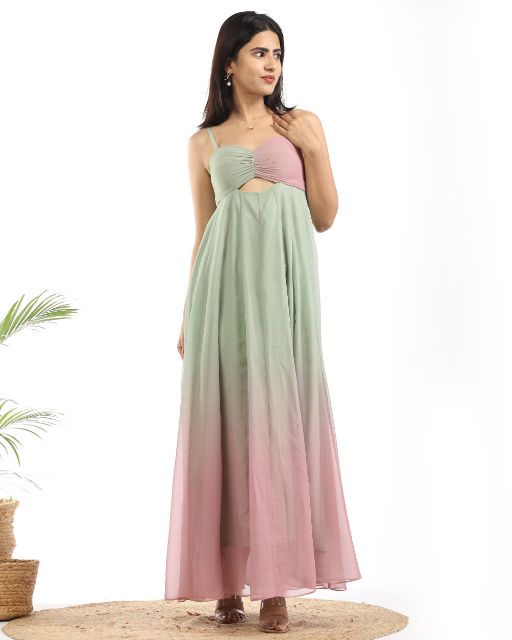 Double shade gathered maxi