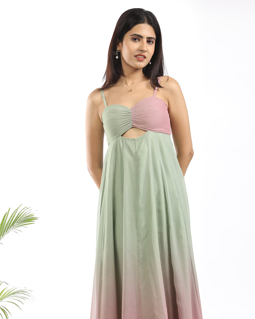 Double shade gathered maxi