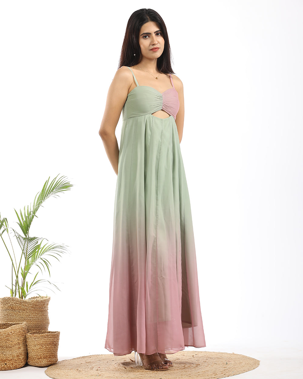 Double shade gathered maxi