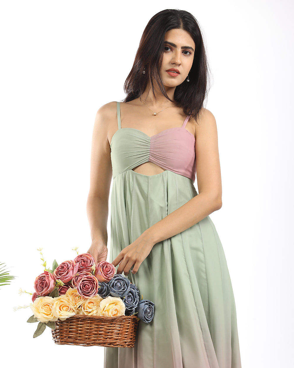 Double shade gathered maxi