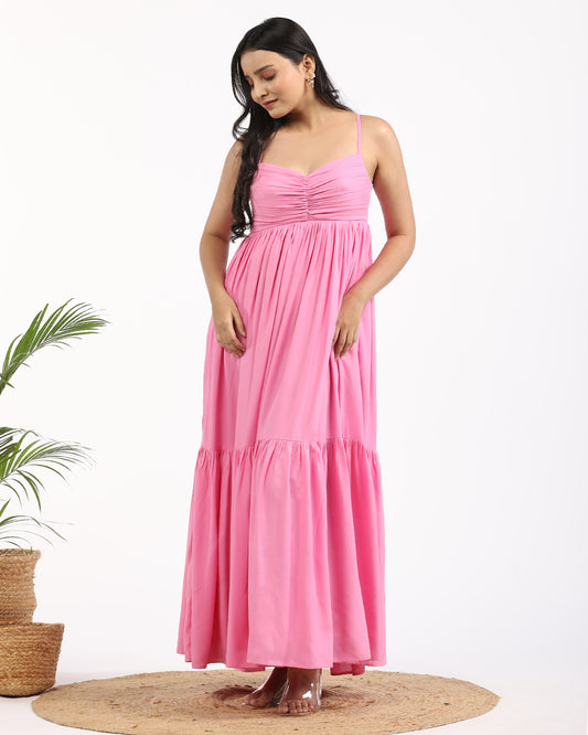 Solid gathered maxi