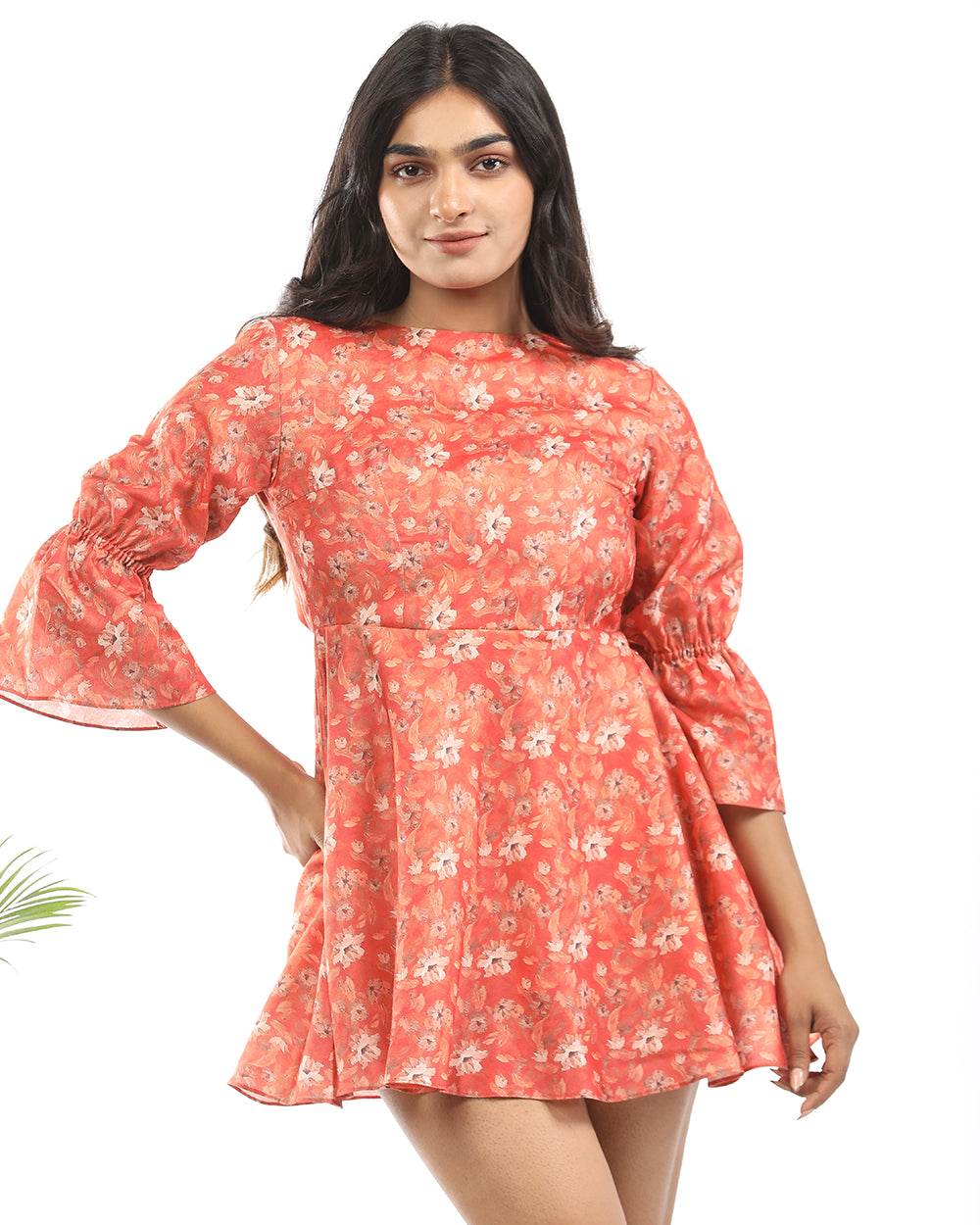toile de jouy fit 'n' flare short dress